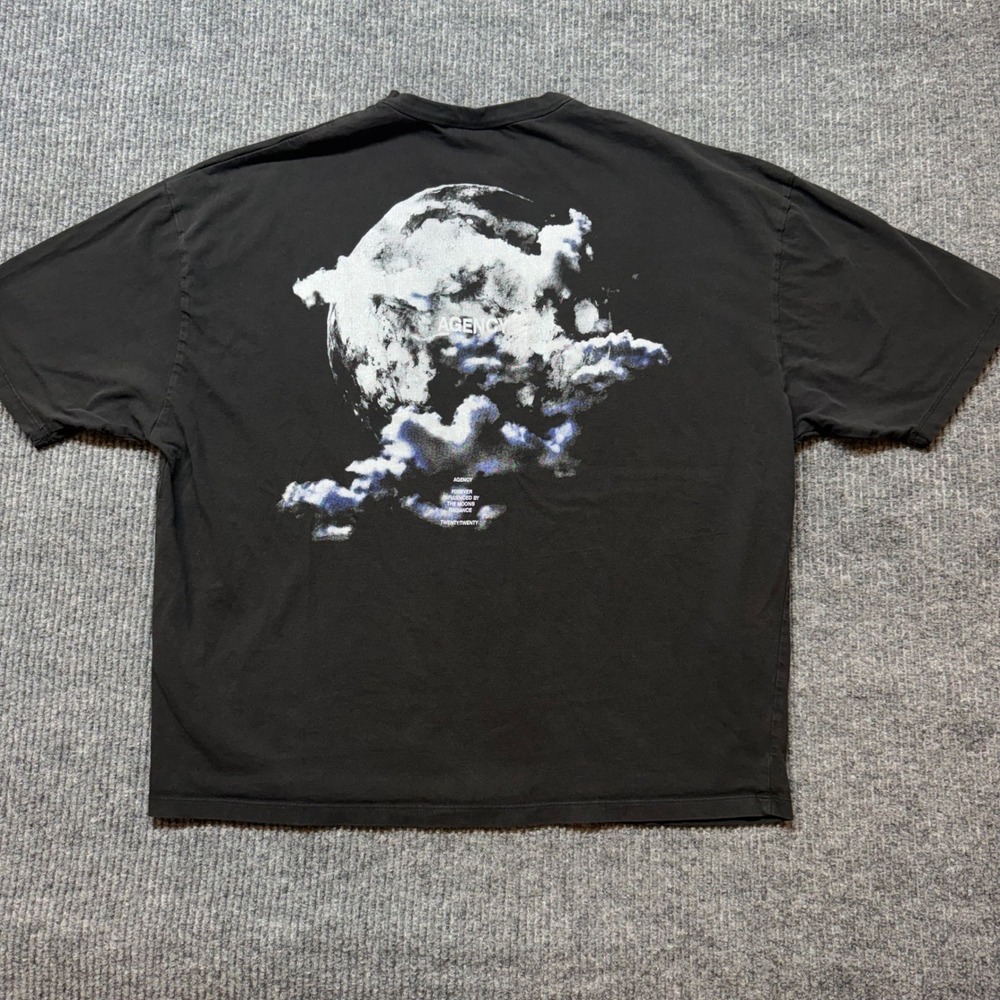 ASOS Design Agency Moon Graphic T-Shirt Mens XL Black Oversized Streetwear
